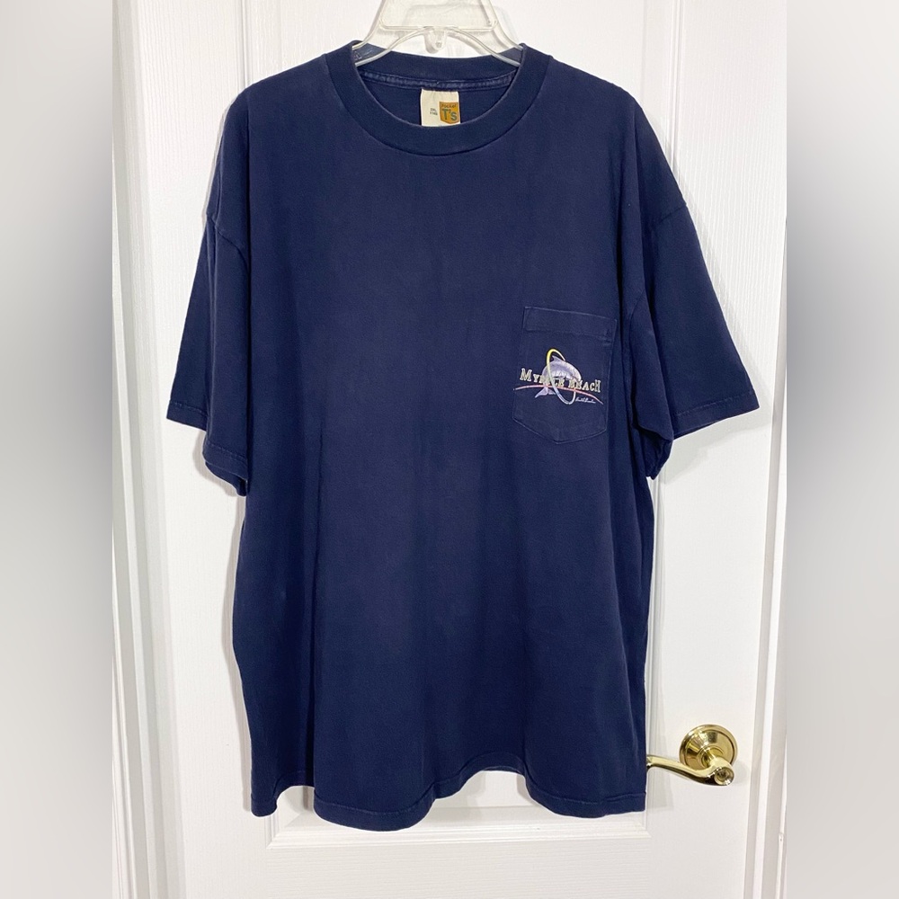 90s Myrtle Beach SC Pocket Tee T-Shirt USA Parts Vintage Navy Men’s 2XL
